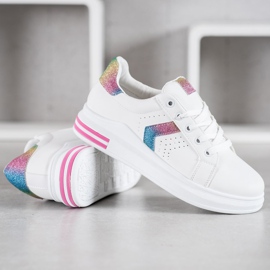 SHELOVET Sneakers Con Inserti Glitter bianca multicolore 3
