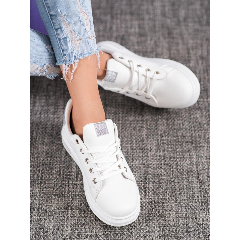 SHELOVET Sneakers Con Inserti Glitter bianco grigio 1