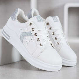 SHELOVET Sneakers Con Inserti Glitter bianco grigio 2