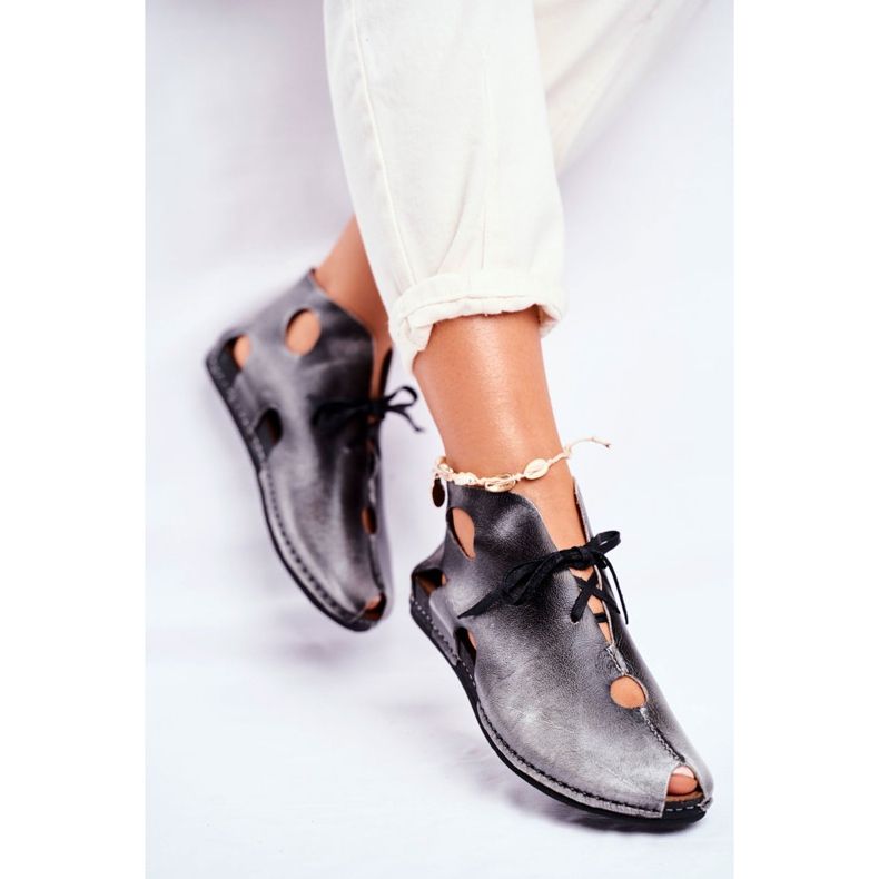 Scarpe brogue da donna Maciejka Popiel 03426-03 grigio 2