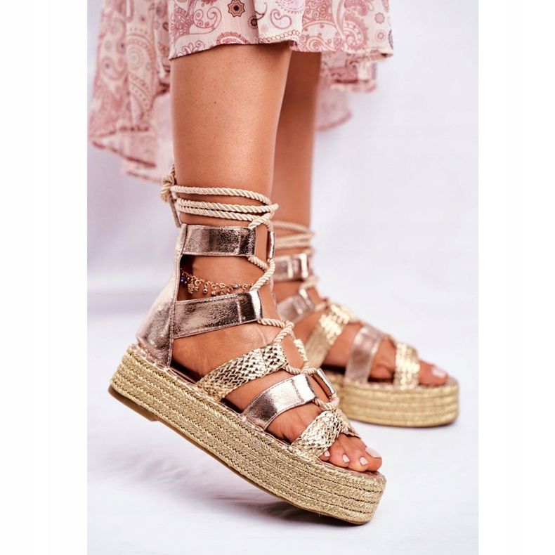 PS1 Sandali Da Donna Sulle Espadrillas Piattaforma Eromica Dorata d'oro 2