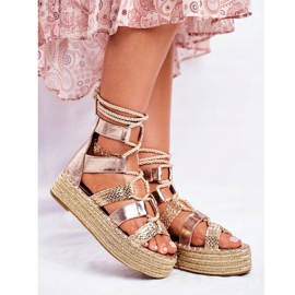 PS1 Sandali Da Donna Sulle Espadrillas Piattaforma Eromica Dorata d'oro 1