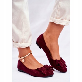 PS1 Ballerine Jordos in camoscio bordeaux da donna rosso 2