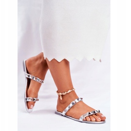 Pantofole da donna Merrados argento con borchie grigio 2