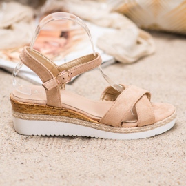Small Swan Sandali con zeppa con glitter marrone 1