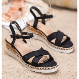 Small Swan Sandali con zeppa con glitter nero 1