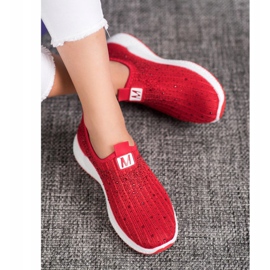 SHELOVET Scarpe rosse con cristalli rosso 2