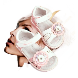 Apawwa Sandali da bambino con velcro Flower Pink Mino bianca rosa 1
