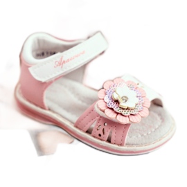 Apawwa Sandali da bambino con velcro Flower Pink Mino bianco rosa 2