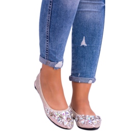 Lu Boo Ballerine dorate su pietre elastiche Even d'oro 3