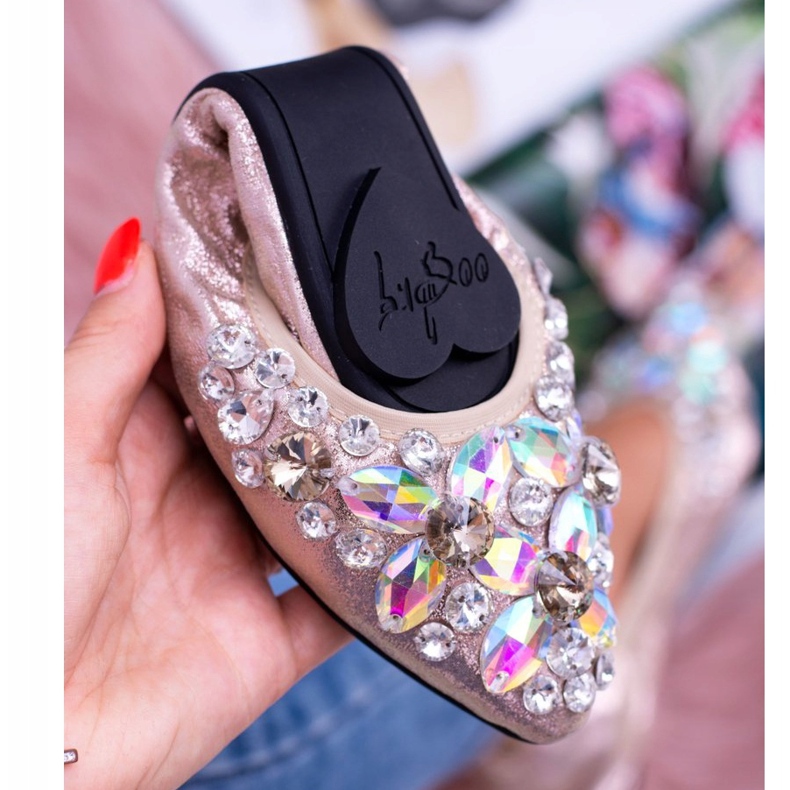 Lu Boo Ballerine dorate su pietre elastiche Even d'oro 4
