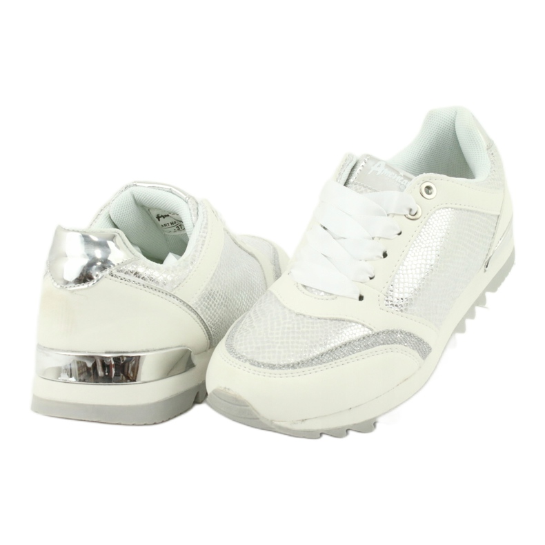 American Club Scarpe sportive femminili 16355 bianco/argento grigio 3
