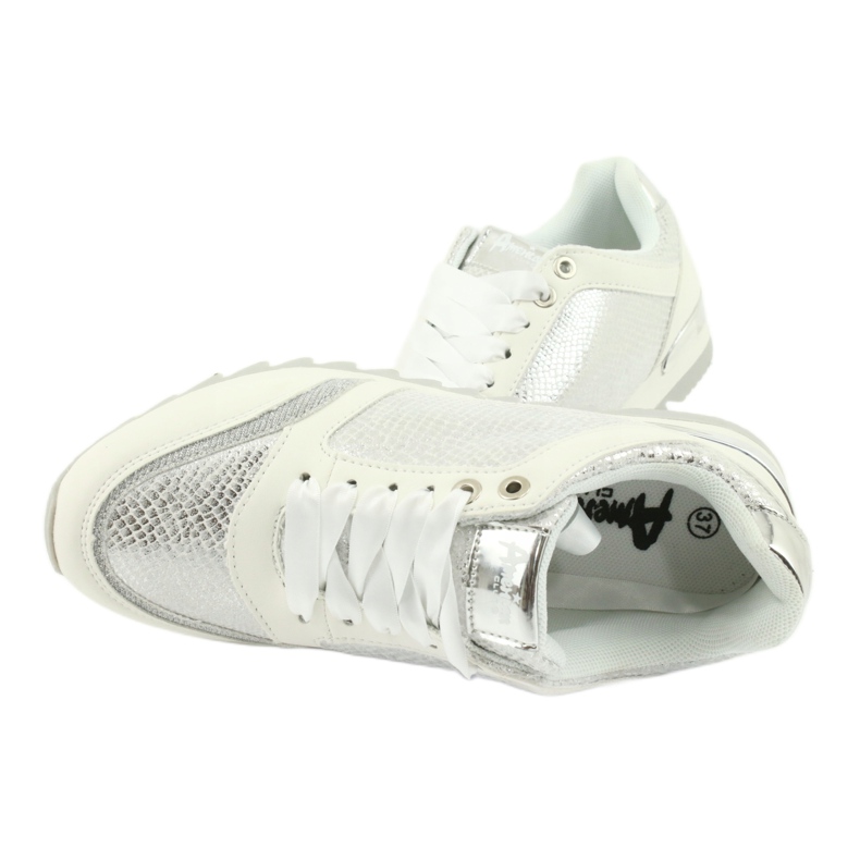 American Club Scarpe sportive femminili 16355 bianco/argento grigio 4