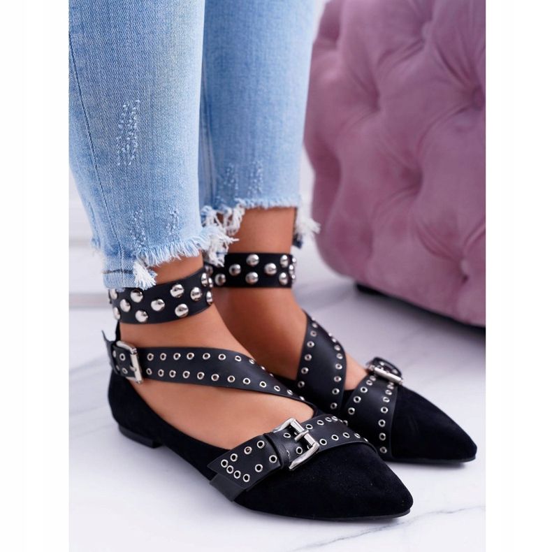 Lu Boo Ballerina Nera Cinghie Rivetti In Spitz Esteria nero 1