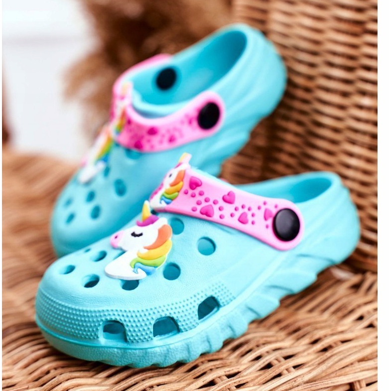 Bona Pantofole per bambini in schiuma Crocs Blue Unicorn Lily viola 1