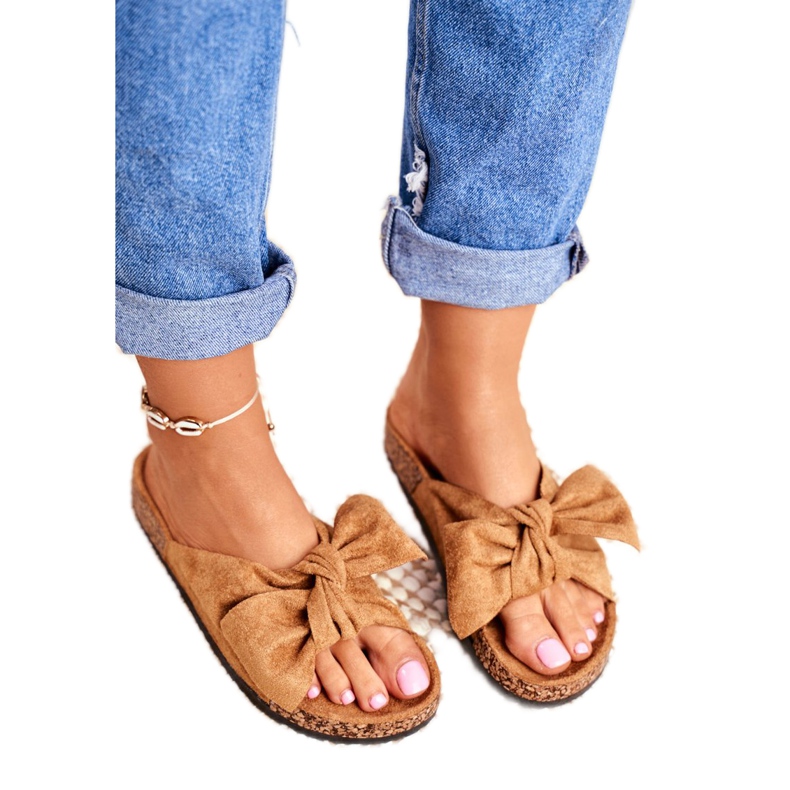 NFR Pantofole Marroni Da Donna Con Fiocco Wendy Cork marrone 3
