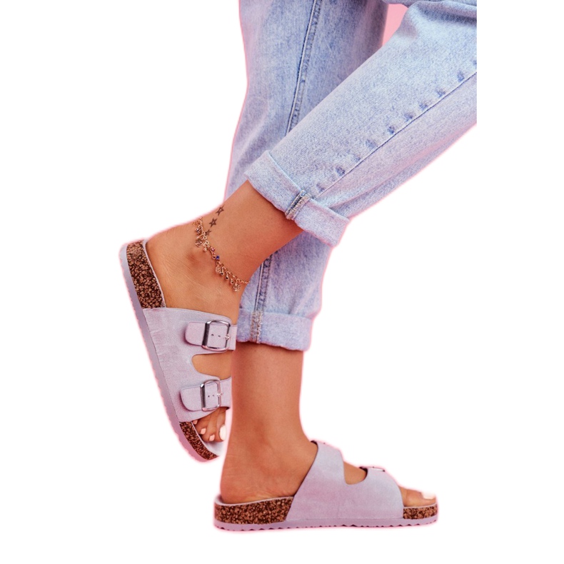 EVE Pantofole Da Donna In Sughero Con Fibbie Grigio Si Senor 3