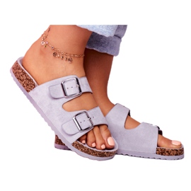 EVE Pantofole Da Donna In Sughero Con Fibbie Grigio Si Senor 4