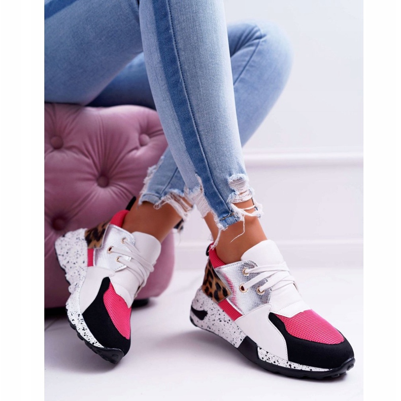 Scarpe Sportive da Donna Lu Boo Con Motivo Leopardato Bianco Malibu bianca nero rosa d'argento 2