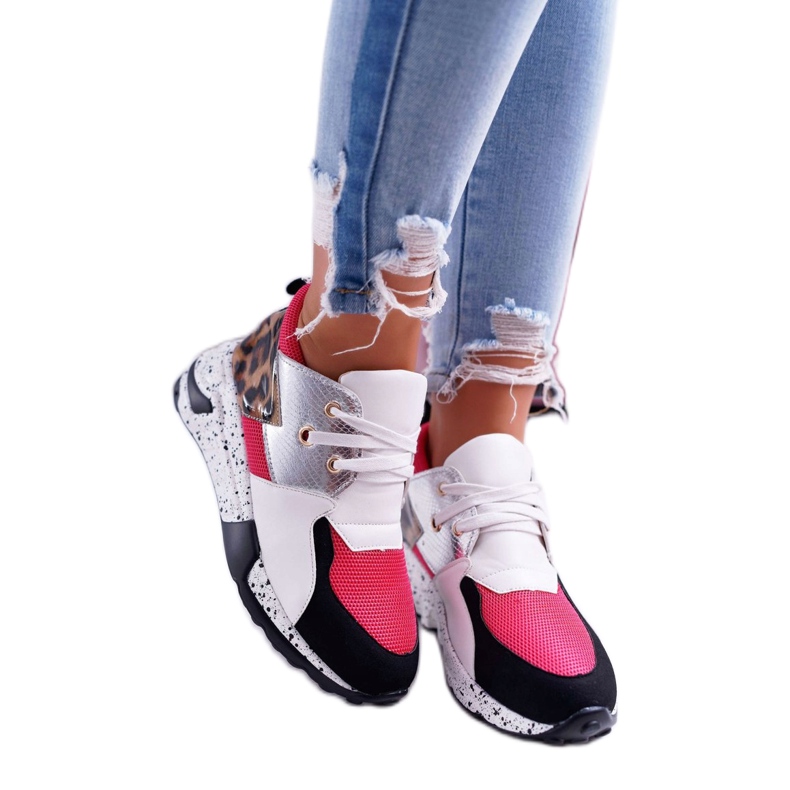 Scarpe Sportive da Donna Lu Boo Con Motivo Leopardato Bianco Malibu bianca nero rosa d'argento 1