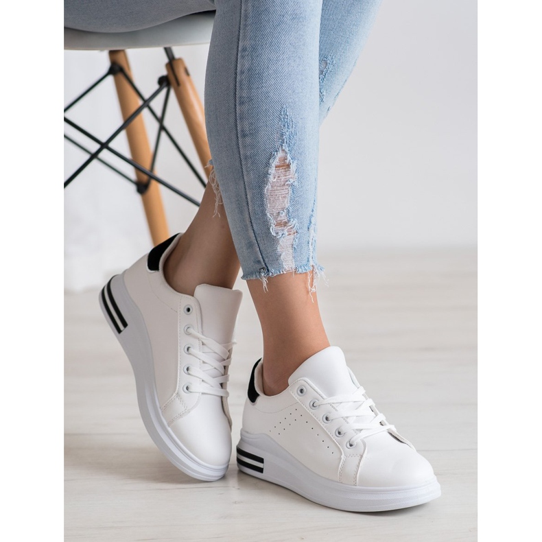 RTX WALK Sneakers in ecopelle alla moda bianca nero 2