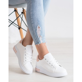 RTX WALK Sneakers in ecopelle alla moda bianca rosa 1
