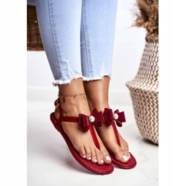 LU BOO Sandali di gomma rossi da donna infradito Etta Bow rosso 2