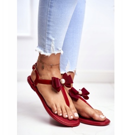 LU BOO Sandali di gomma rossi da donna infradito Etta Bow rosso 1