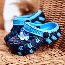 Pantofole per bambini in schiuma Crocs Black Seahorse Casper nero blu 1