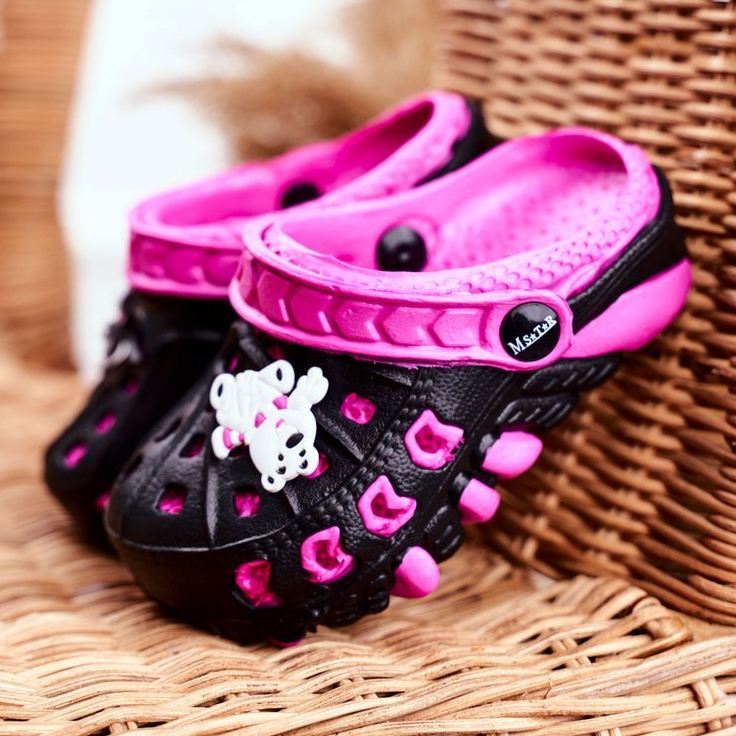 Pantofole per bambini Foam Crocs Black Polar Bear Oddie nero rosa 1