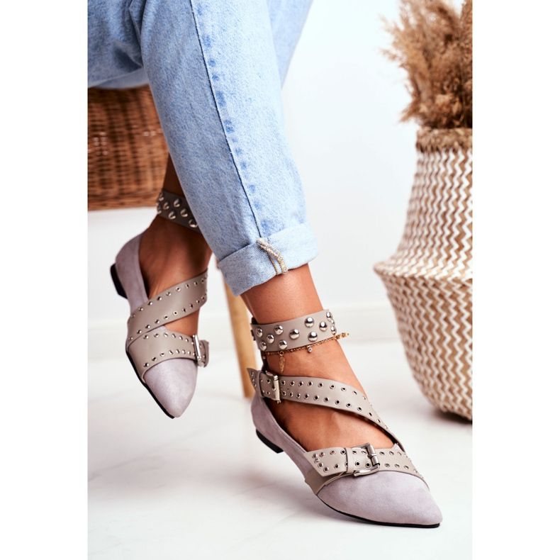 Lu Boo Ballerina In Spitz Rivetti A Righe Grigio Esteria 2