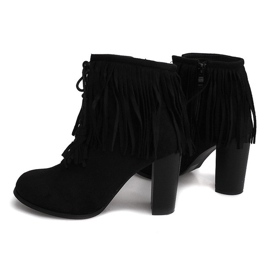 Stivali in pelle scamosciata su un post Boho F-148 BLACK nero 1