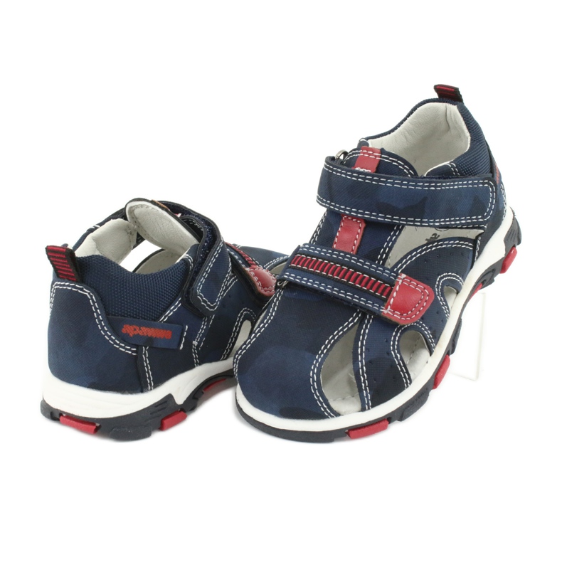 Apawwa Sandali da bambino con velcro Navy Goreno rosso blu navy 3