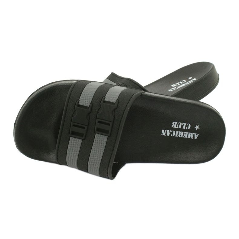 American Club Ciabatte da piscina americane NH16 a due righe nero grigio 2