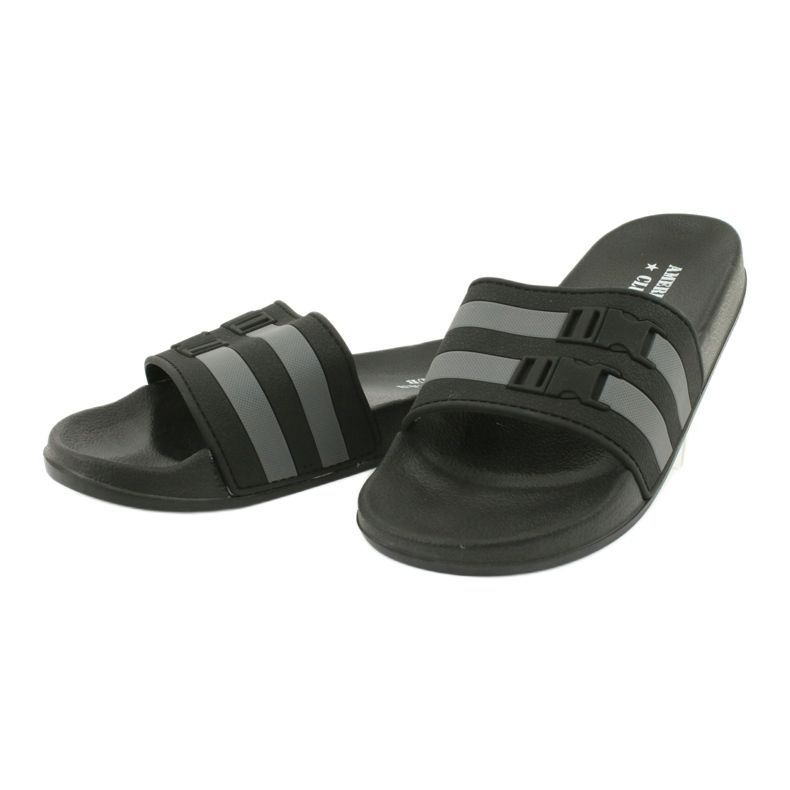 American Club Ciabatte da piscina americane NH16 a due righe nero grigio 1