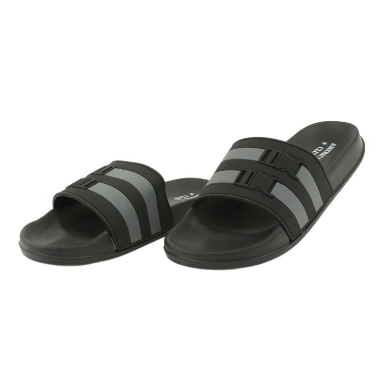 American Club Ciabatte da piscina da uomo americane NH15 a due righe nero grigio 2