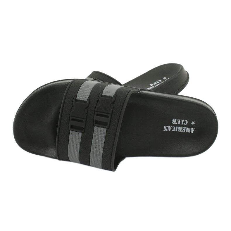 American Club Ciabatte da piscina da uomo americane NH15 a due righe nero grigio 3