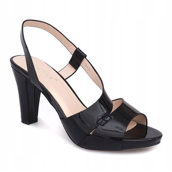 Sandali laccati Décolleté TRA329 Nero 2
