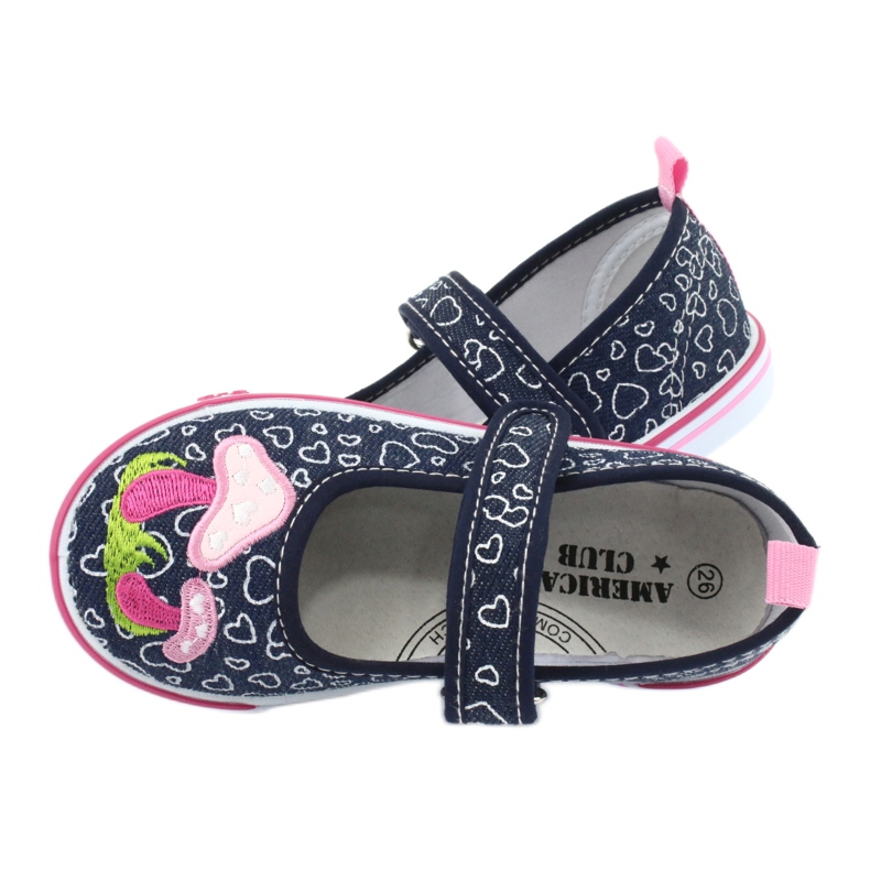 American Club Sneakers ballerine con velcro TEN15 cuori bianco blu navy rosa 4