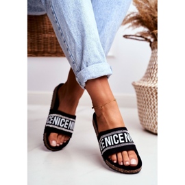 EVE Pantofole Nere Da Donna Su Sughero Con Strass BeNice nero 1