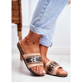 EVento Infradito da donna BeNice beige su sughero con strass 1