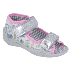 Pantofole per bambini Befado 242P097 multicolore rosa grigio 1