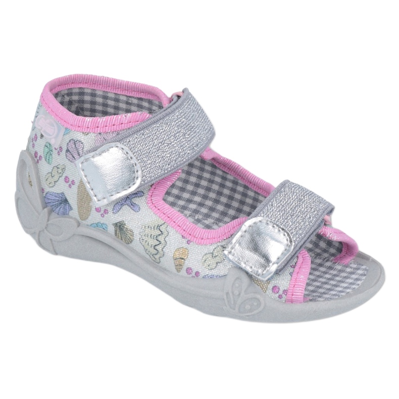 Pantofole per bambini Befado 242P097 multicolore rosa grigio 1