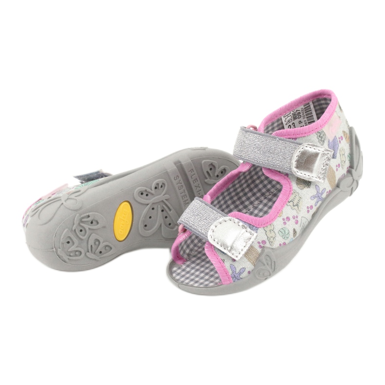 Pantofole per bambini Befado 242P097 multicolore rosa grigio 3