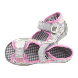 Pantofole per bambini Befado 242P097 multicolore rosa grigio 4