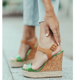 Sandali con zeppa espadrillas verdi VB76063 beige verde 1