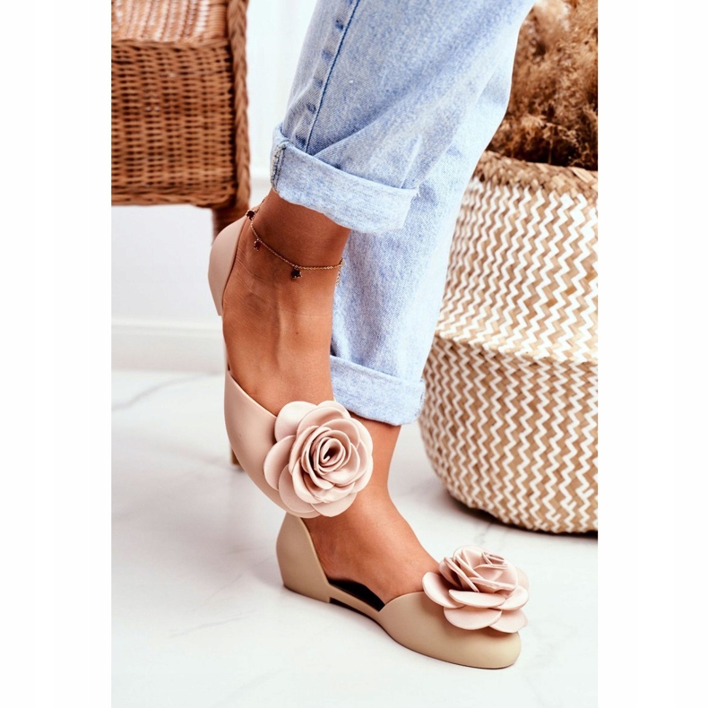 LU BOO Ballerine in gomma Meliski Flowers Beige Esther 1