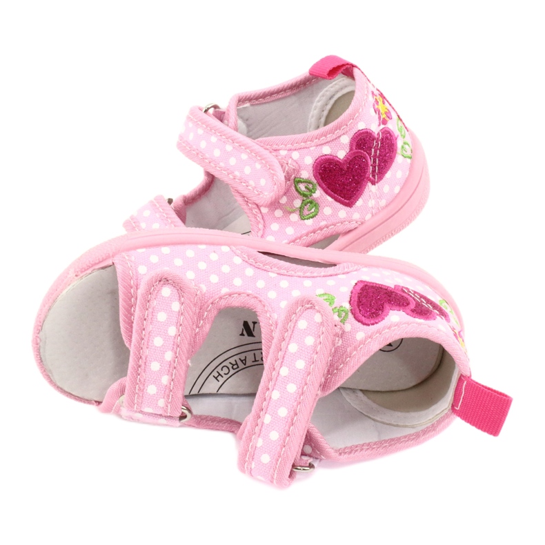 American Club Scarpe per bambini pantofole sandali cuori americani TEN20 bianco rosa 3