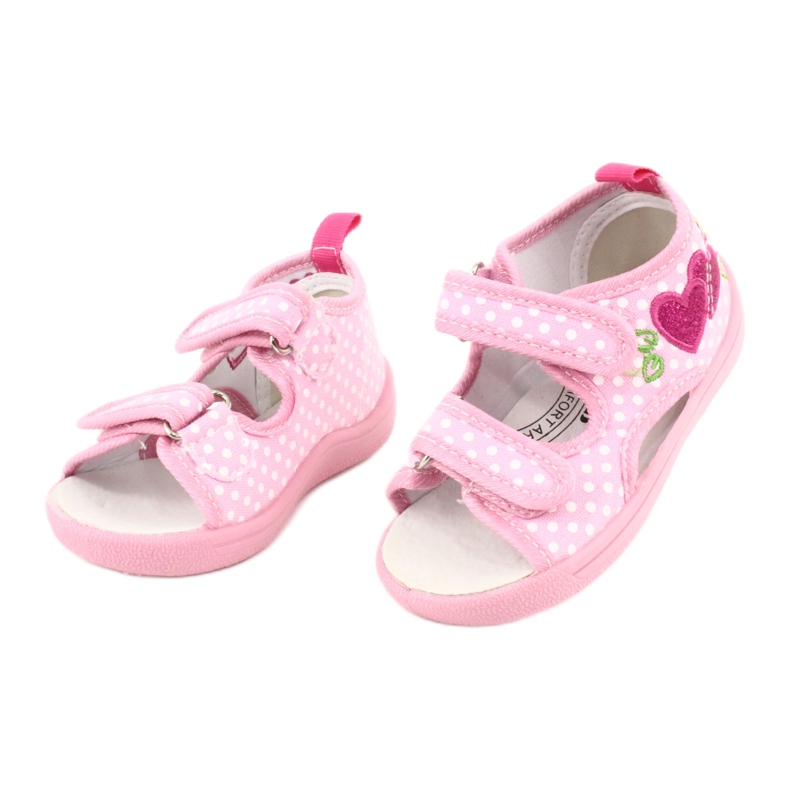 American Club Scarpe per bambini pantofole sandali cuori americani TEN20 bianco rosa 1