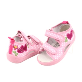 American Club Scarpe per bambini pantofole sandali cuori americani TEN20 bianco rosa 2